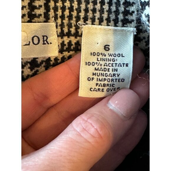 Ann‎ Taylor Blazer Women 6 Black White Plaid Wool Single Breasted 4 Button Close - Picture 9 of 11